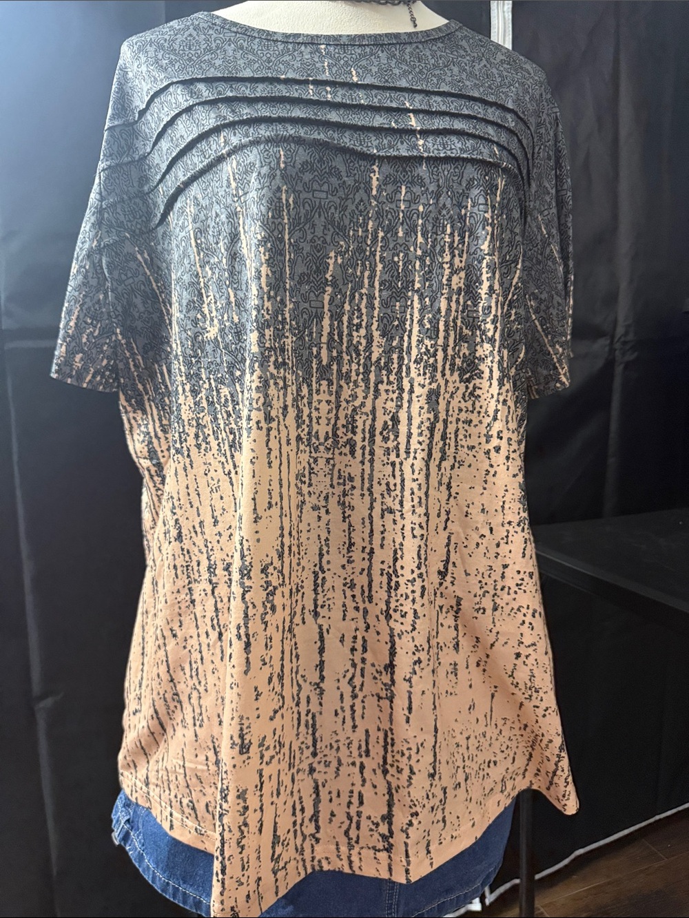 Women's Bluish gray and peach Top